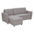 Divano Letto Angolare 3 Posti con Chaise Longue Contenitore in Tessuto Effetto Lino Grigio