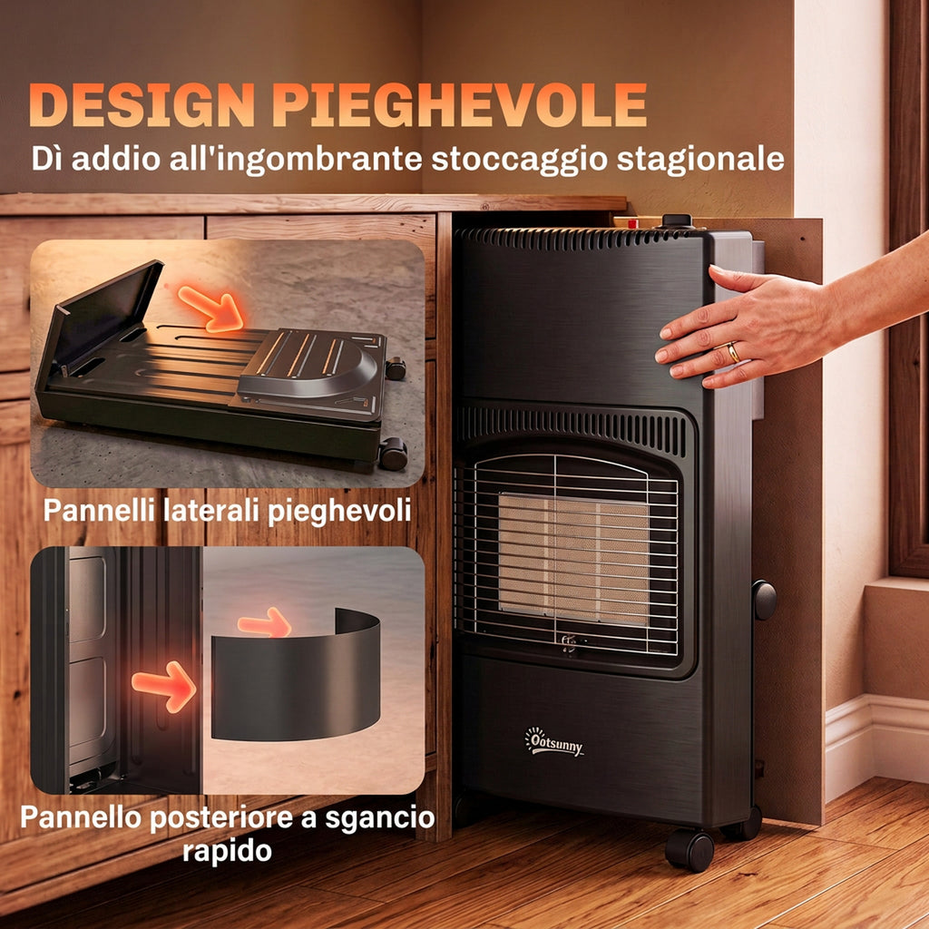 Stufa a Gas 4,2 kW con 3 Livelli di Calore e Sicurezza