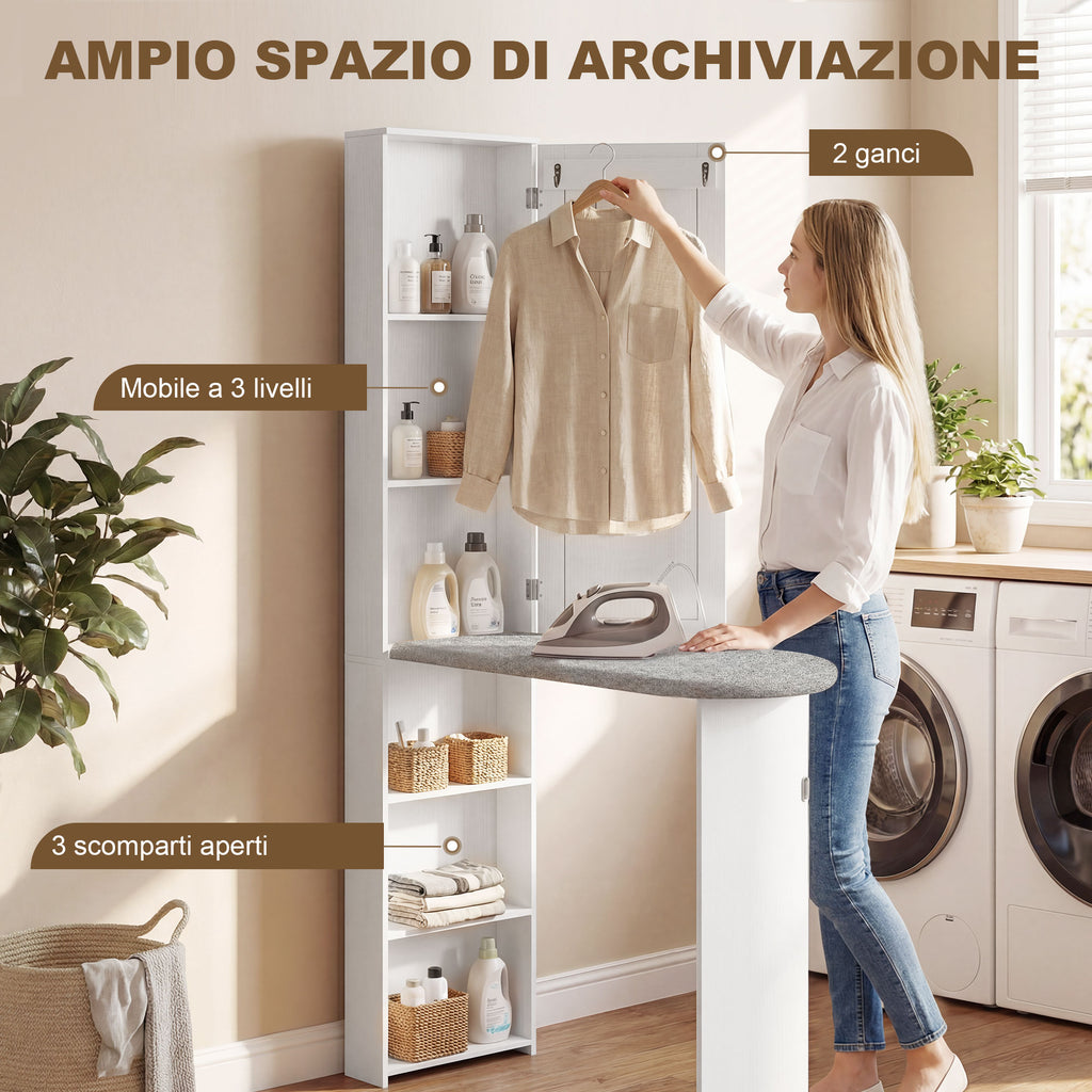 Mobile Organizzatore con Asse da Stiro e Specchio