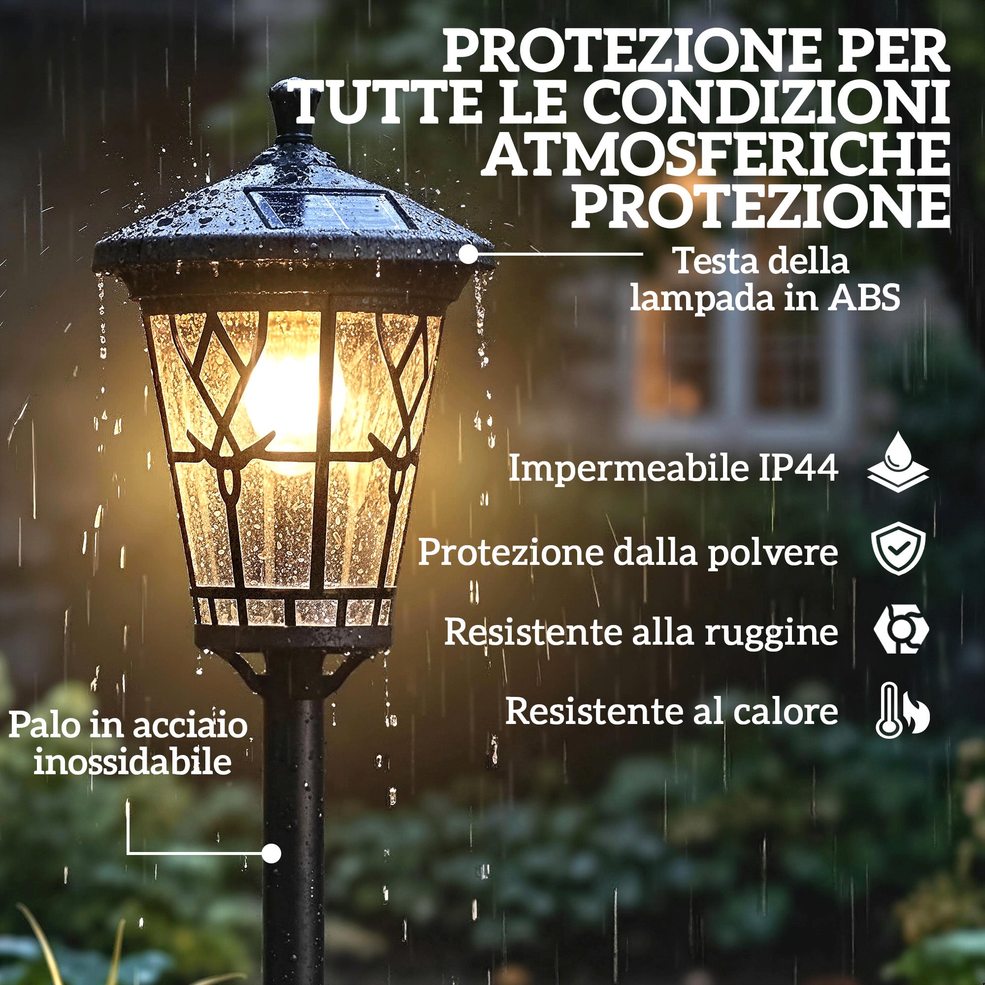 Set 2 Lampioni Solari da Giardino con 2 LED e Accensione Automatica