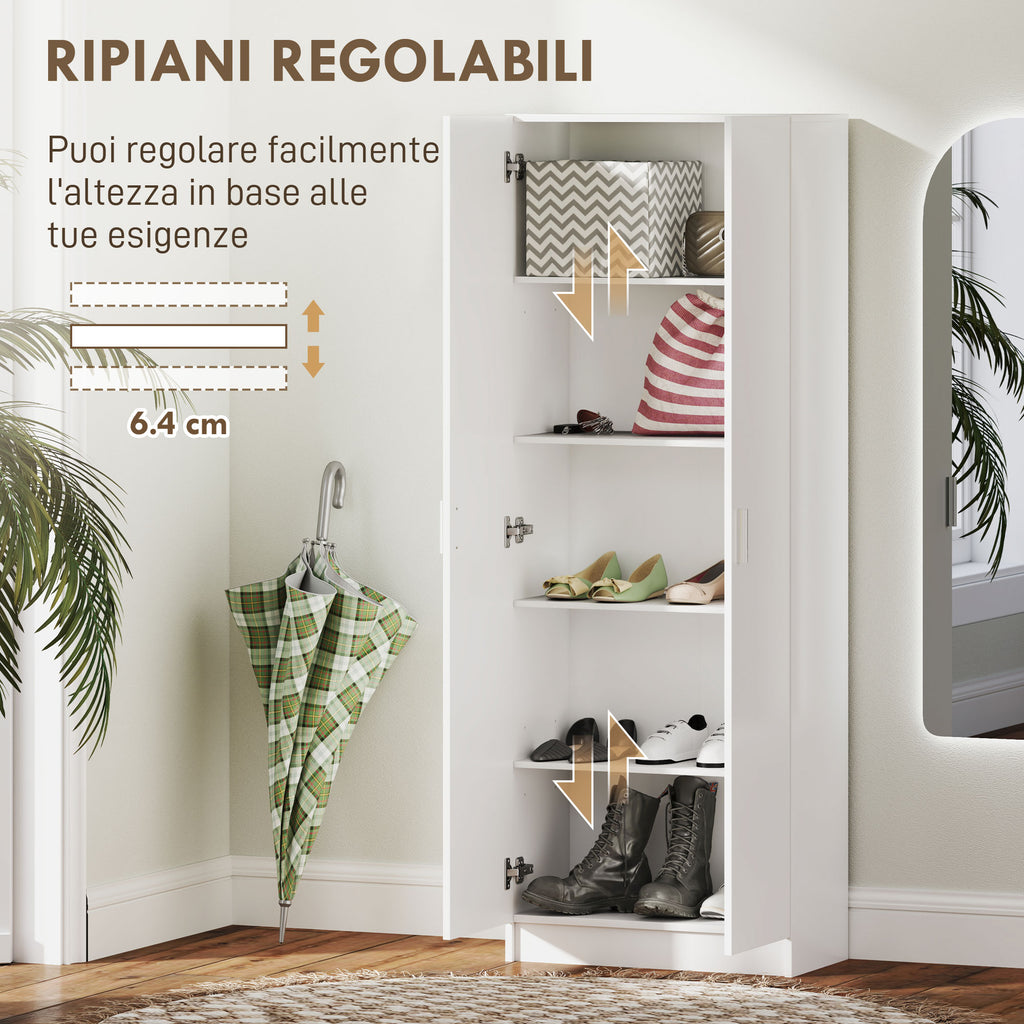 Mobile Multiuso Bianco con 5 Ripiani Regolabili