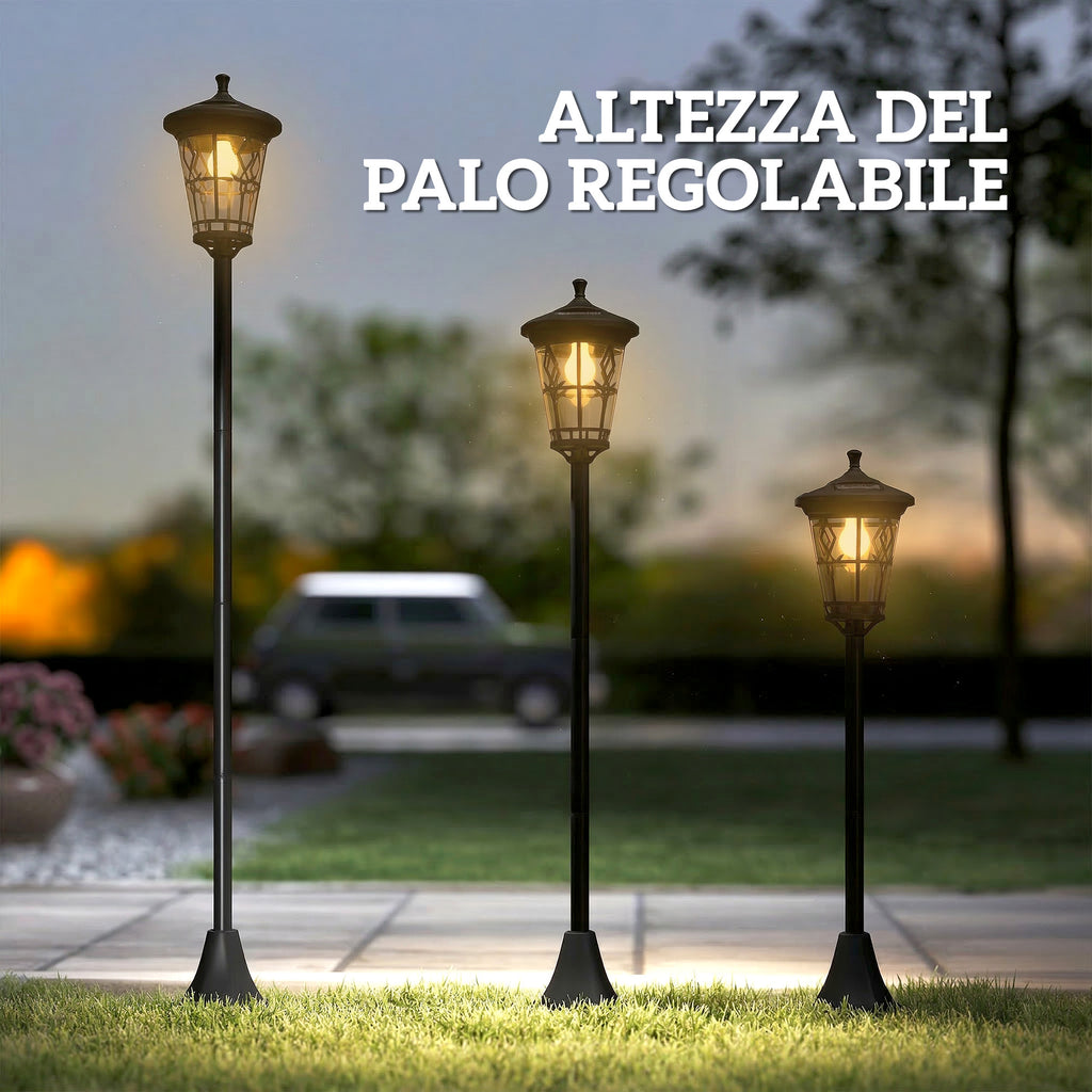 Set 2 Lampioni Solari da Giardino con 2 LED e Accensione Automatica
