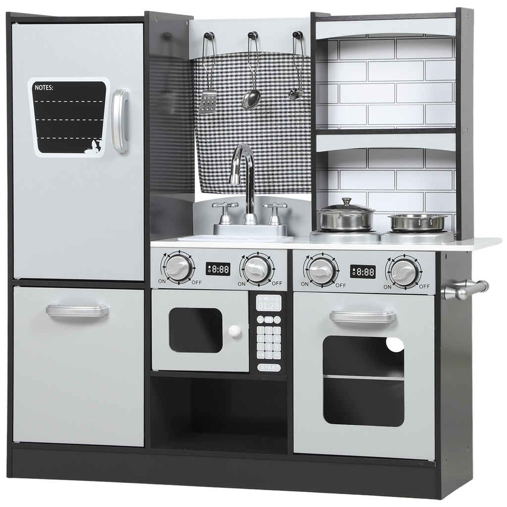 Cucina Giocattolo in Legno per Bambini con Frigo, Lavandino e Accessori