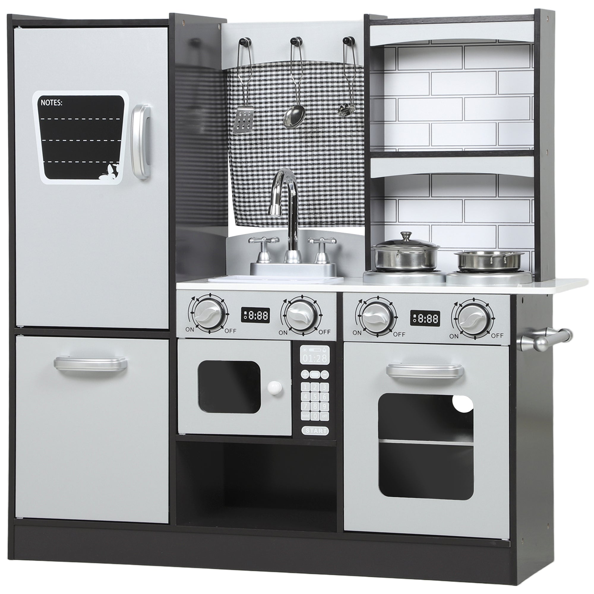 Cucina Giocattolo in Legno per Bambini con Frigo, Lavandino e Accessori