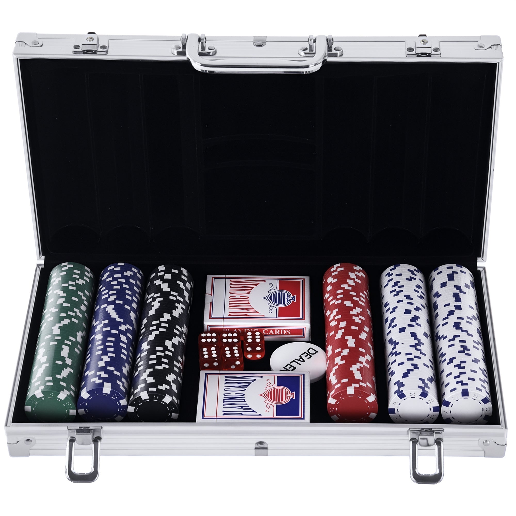 Set Poker Professionale con Valigetta in Alluminio, 300 Fiches e 2 Mazzi di Carte