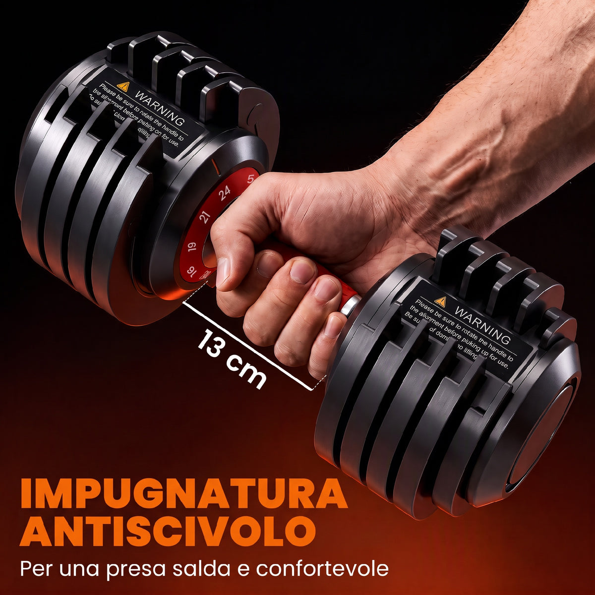 Set di Manubri Regolabili 48 kg con Ghiera Rapida
