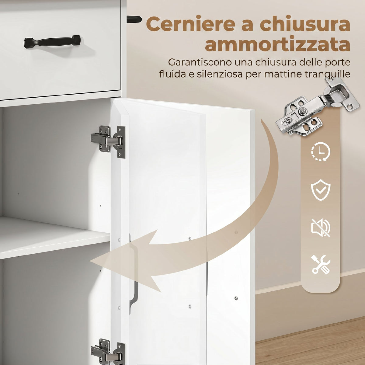 Mobile Cucina Bianco con Cassetto e Ripiano Regolabile