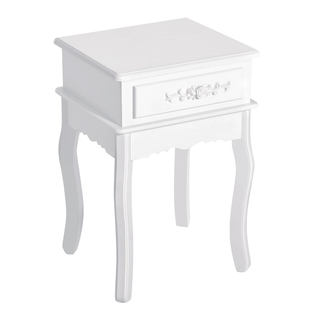 Comodino Moderno Bianco con Cassetto e Ripiano