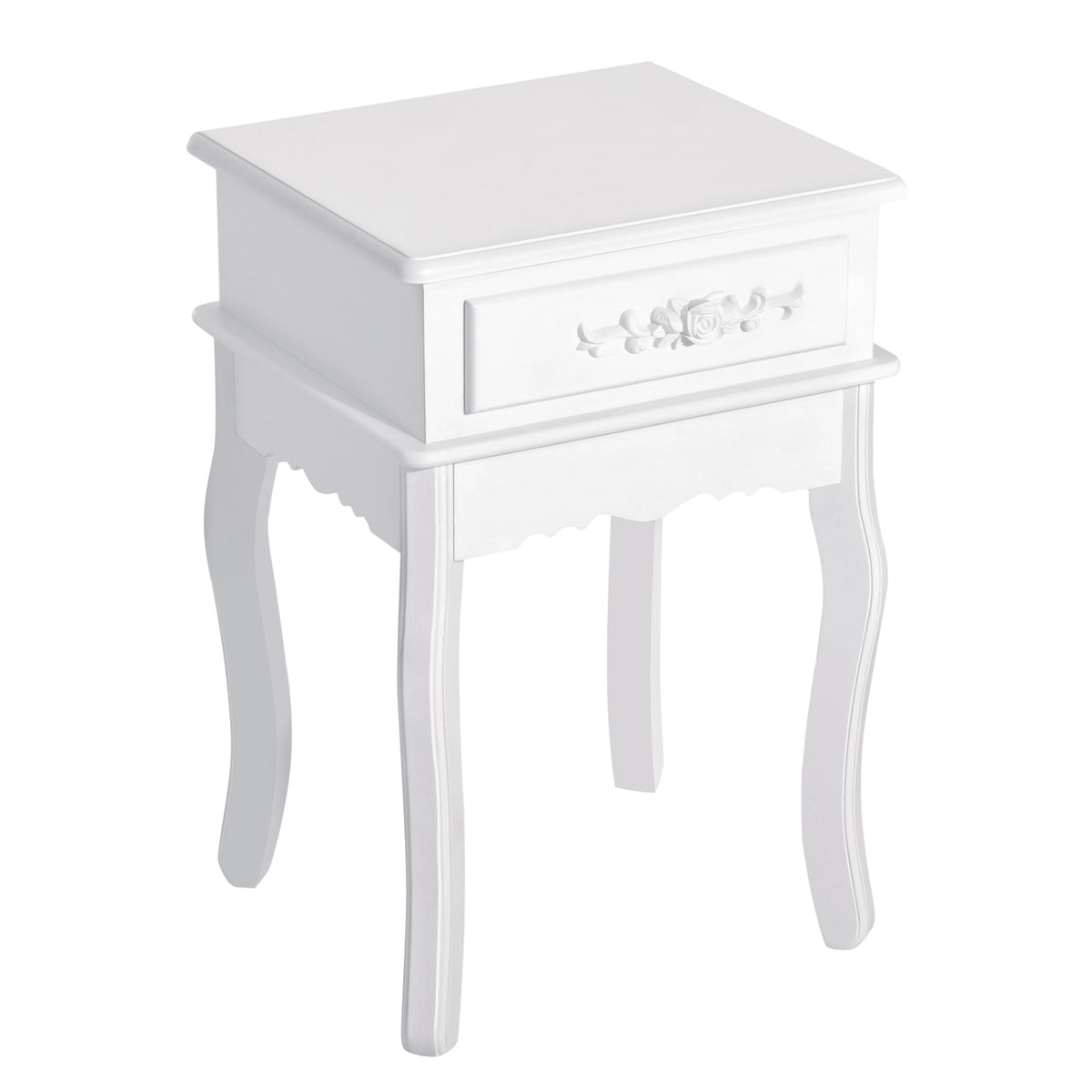 Comodino Moderno Bianco con Cassetto e Ripiano