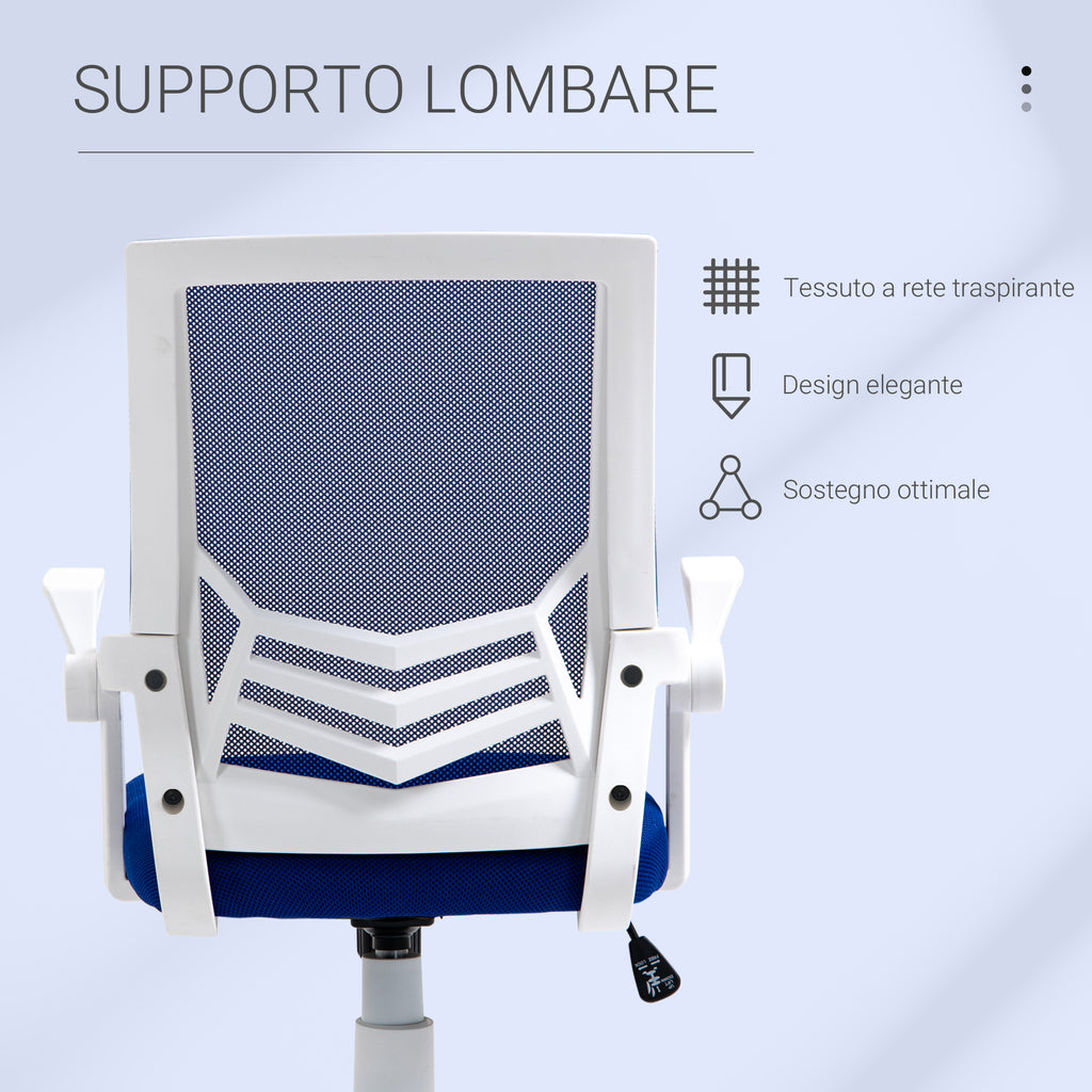 Sedia da Ufficio Ergonomica Blu con Supporto Lombare