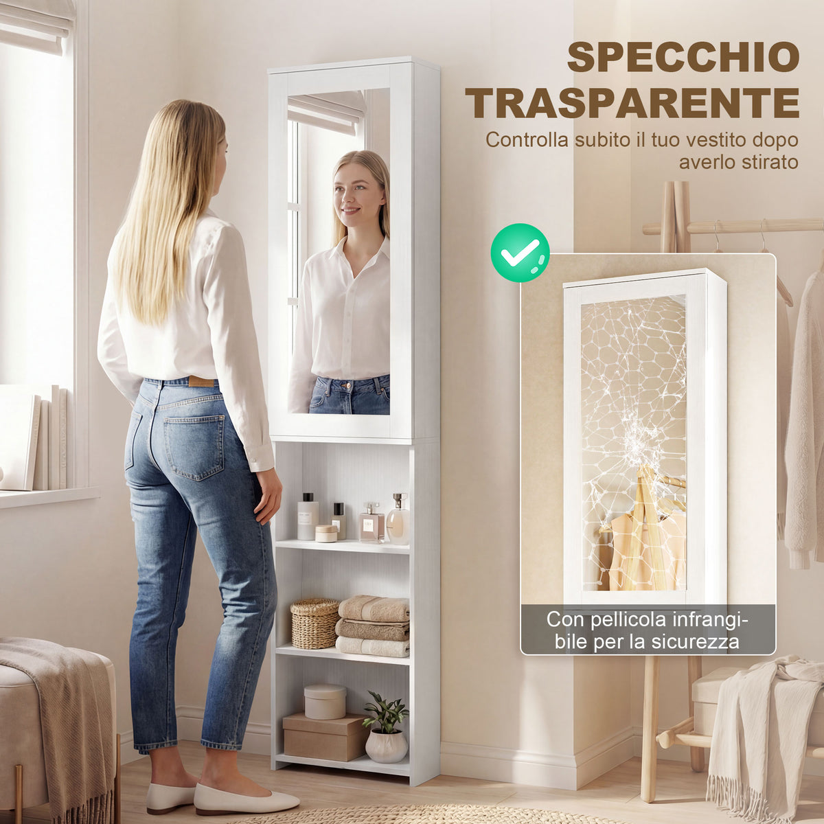 Mobile Organizzatore con Asse da Stiro e Specchio
