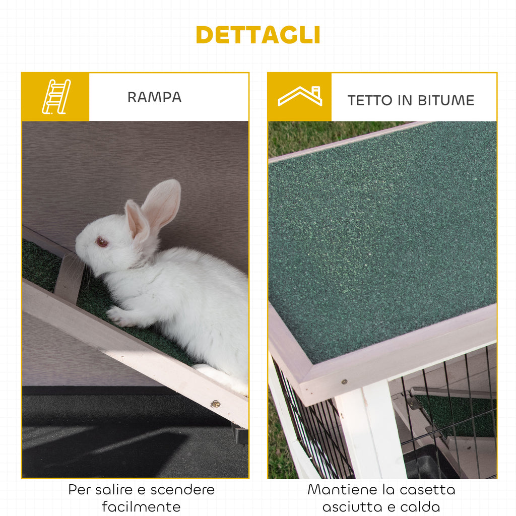 Gabbia per Conigli in Legno Massiccio a Doppio Piano