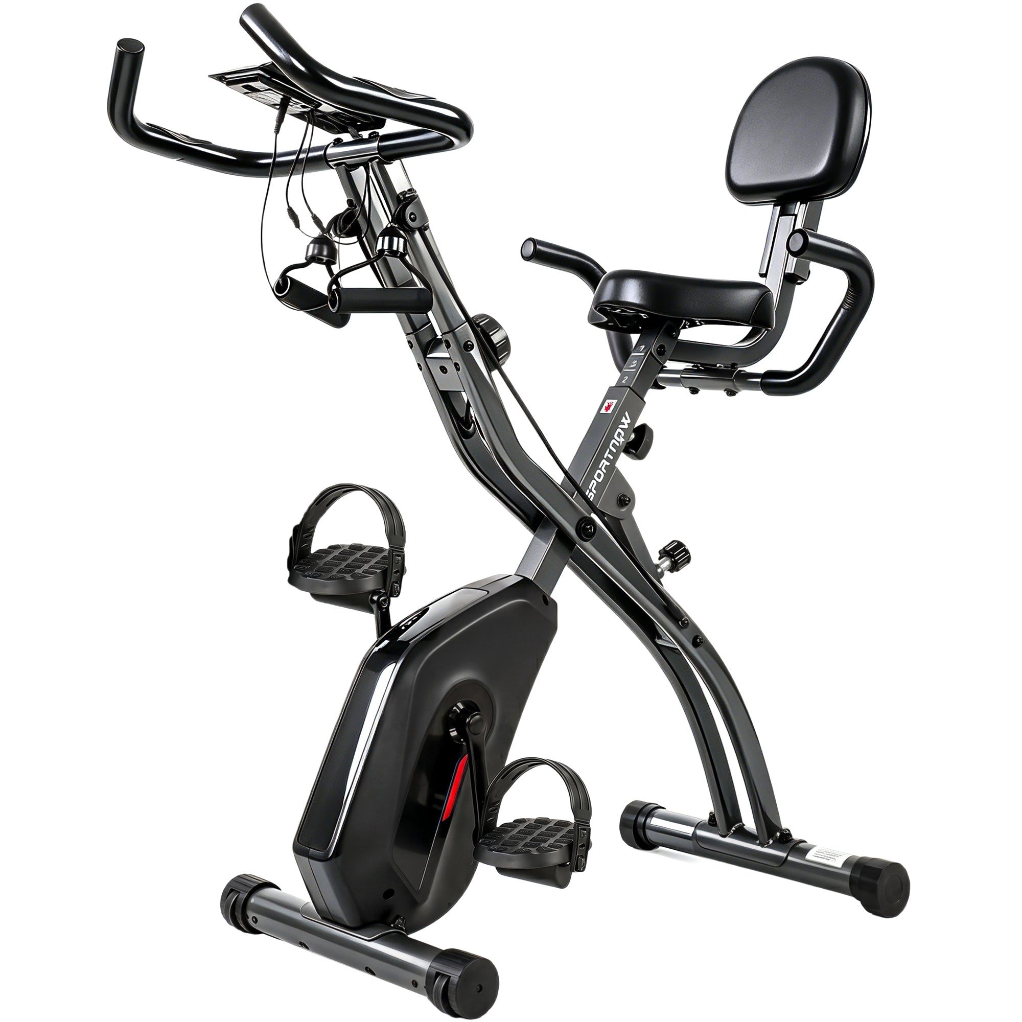 Cyclette Magnetica con Resistenza a 8 Livelli, Display LCD e App Bluetooth, in Acciaio Q195 Nero
