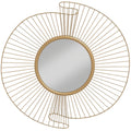 Specchio da Parete Rotondo con Cornice in Metallo Plissettata Oro 60 cm