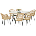 Set da Giardino in Rattan PE 7 Pezzi con Tavolo da Pranzo e 6 Sedie