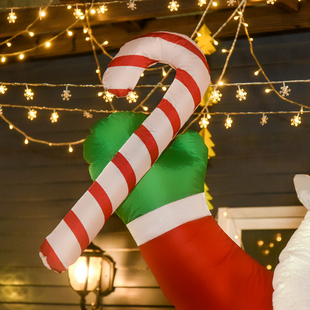 Babbo Natale Gonfiabile Bastoncino di Zucchero con Luci LED
