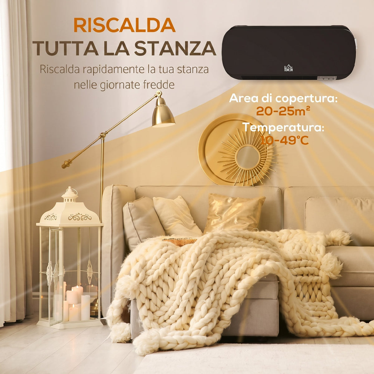 Termoventilatore da Parete 2000W con Display LED