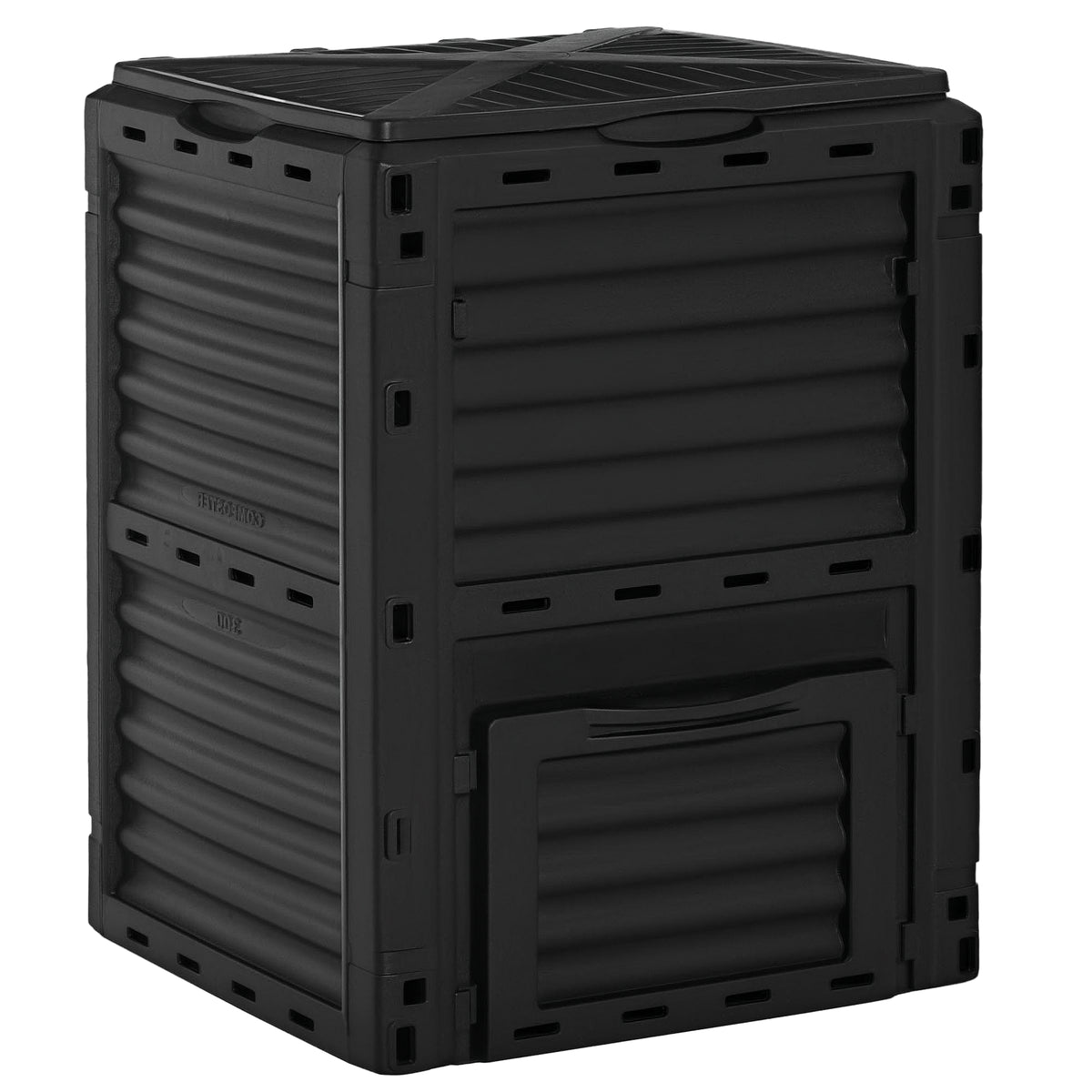 Bidone per Compostaggio da Giardino 300 L Nero