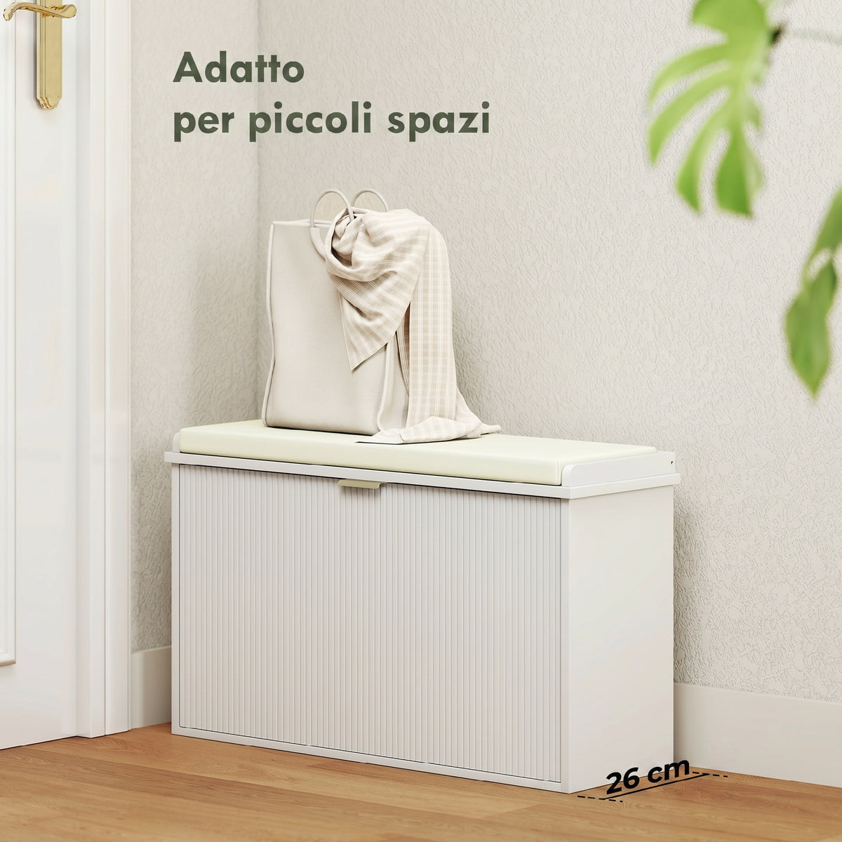 Panca Scarpiera in Legno e Tessuto Effetto Lino