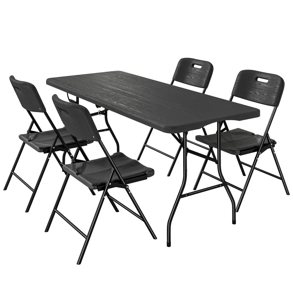 Set Tavolo e Sedie da Campeggio 5 Pezzi con Tavolo Pieghevole e 4 Sedie