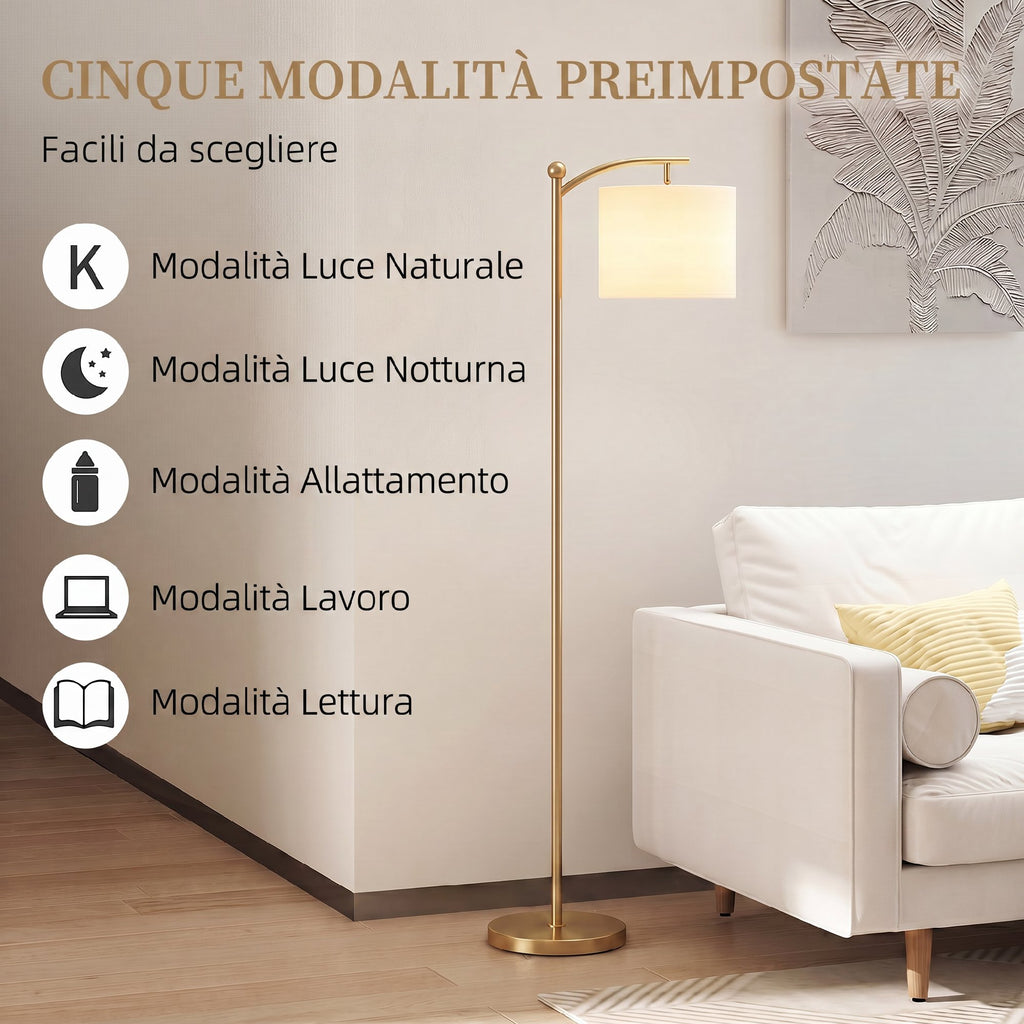 Lampada da Terra LED Oro con Telecomando