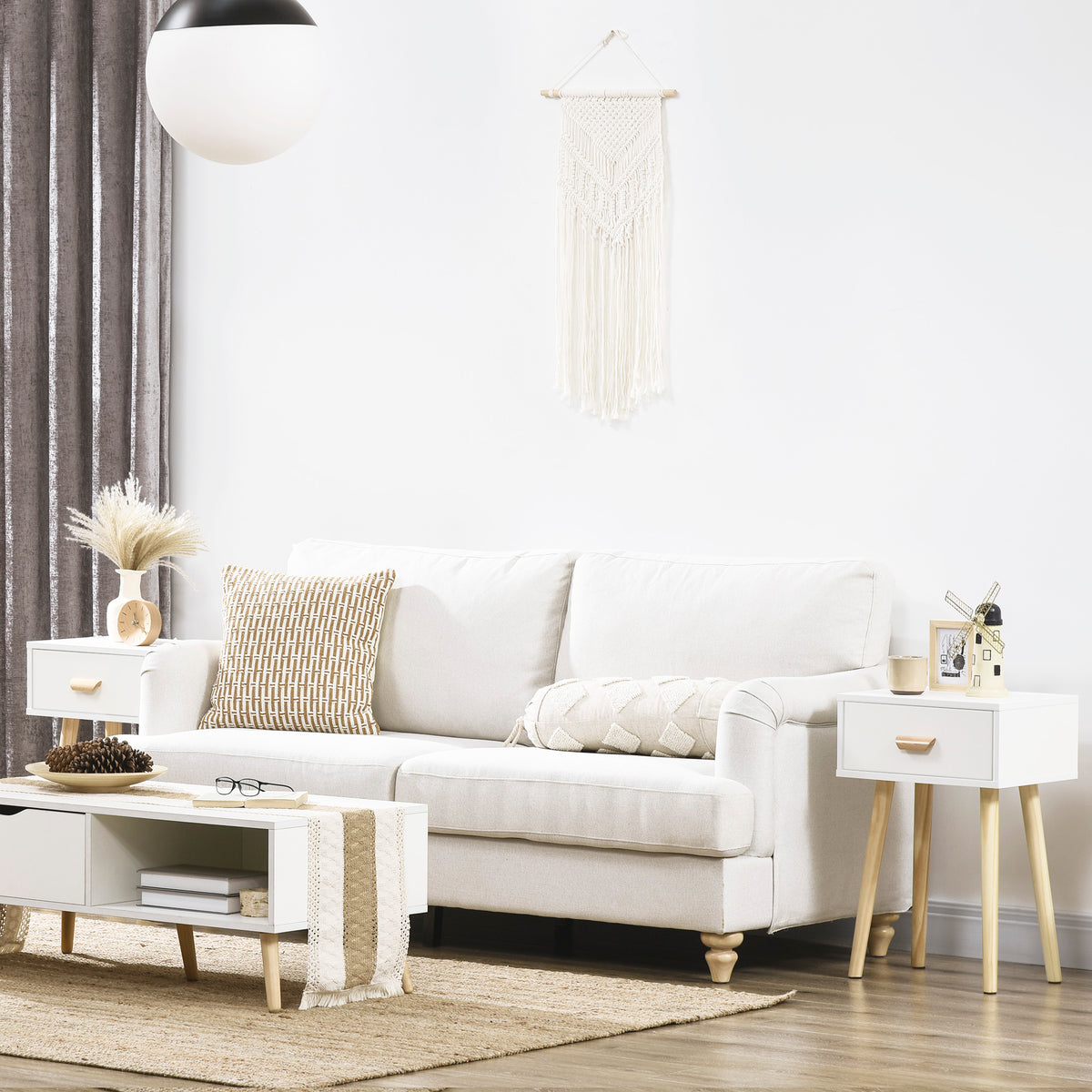 Set 2 Comodini Rovere Moderni con Cassetto