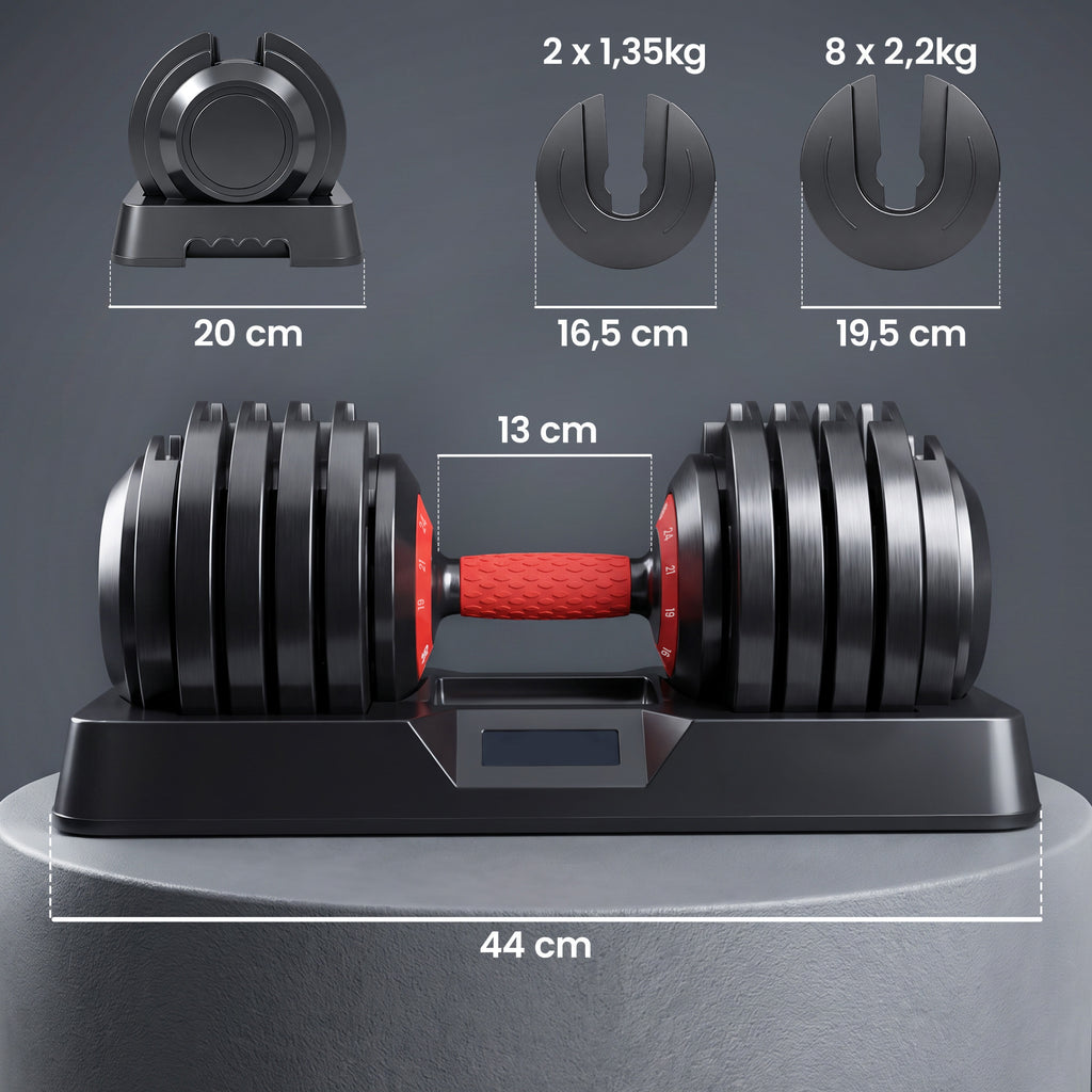 Set di Manubri Regolabili 48 kg con Ghiera Rapida