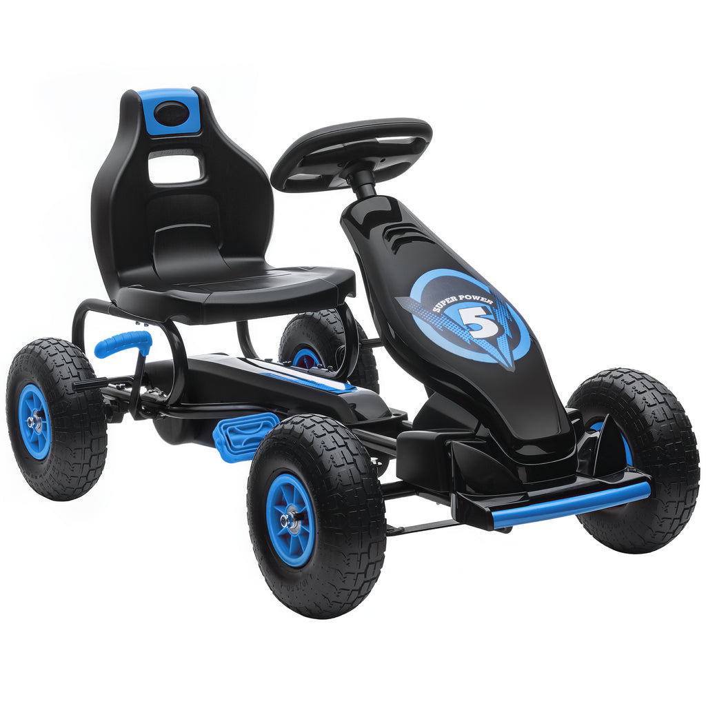 Go Kart a Pedali per Bambini 5-12 Anni con Sedile Regolabile Blu
