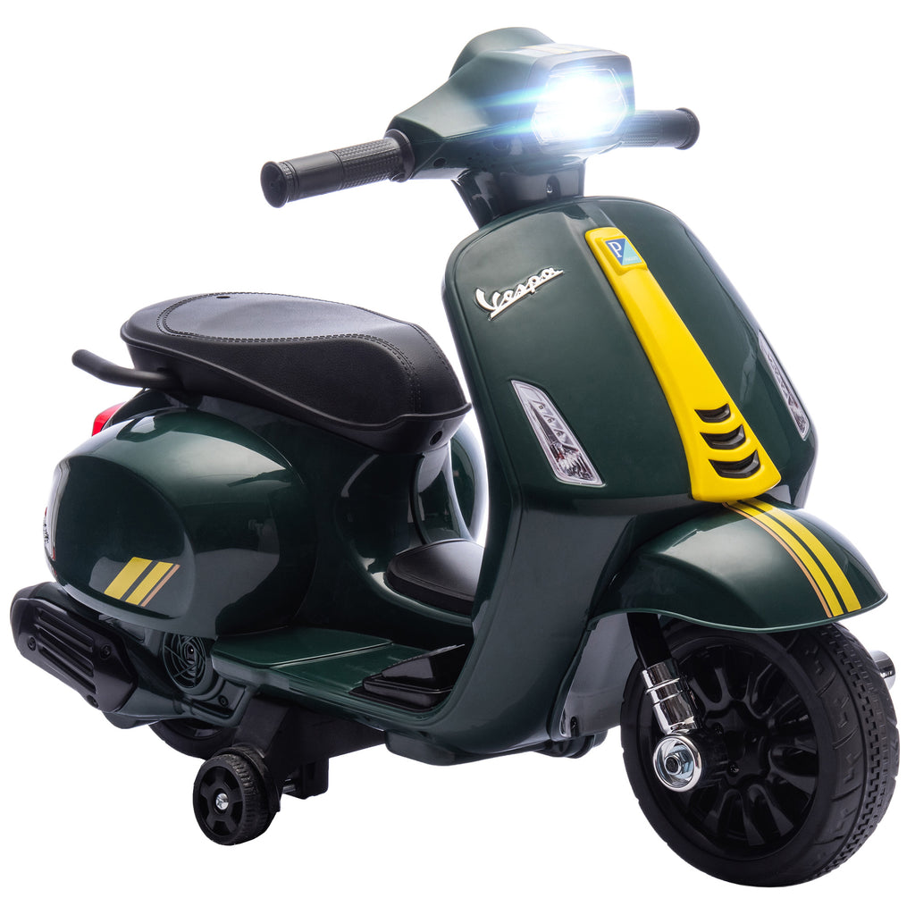 Moto Elettrica Vespa con Licenza Ufficiale 6V per Bambini 2-6 Anni Verde Scuro
