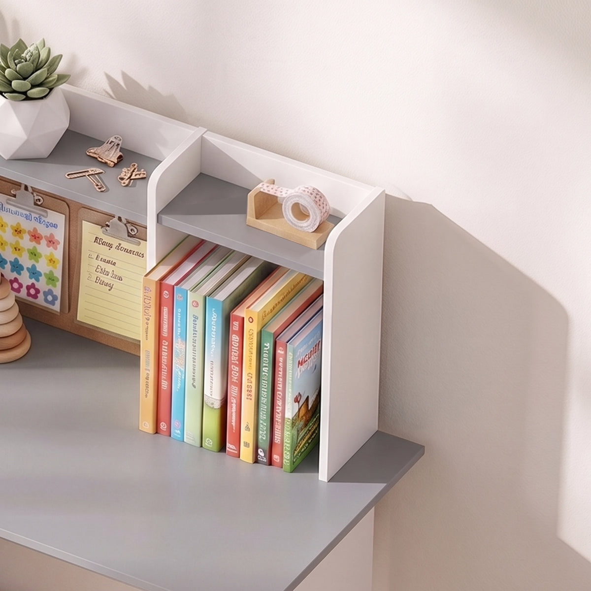 Scrivania Bambini con Sedia e Supporto Tablet