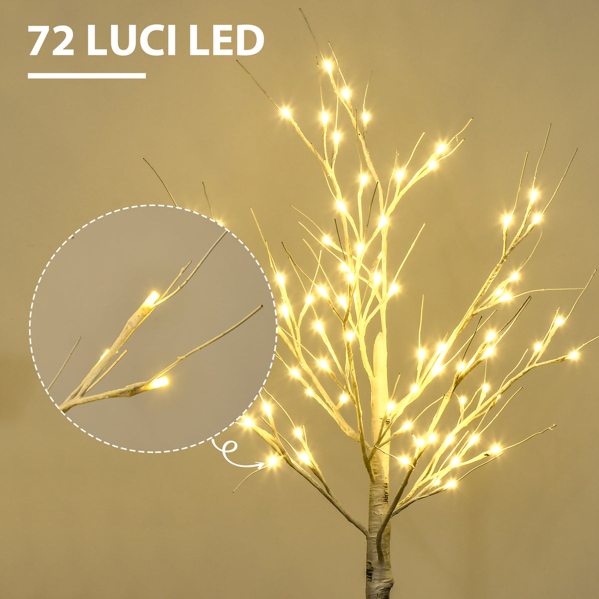 Albero di Natale Bianco 120 cm con 72 Luci LED