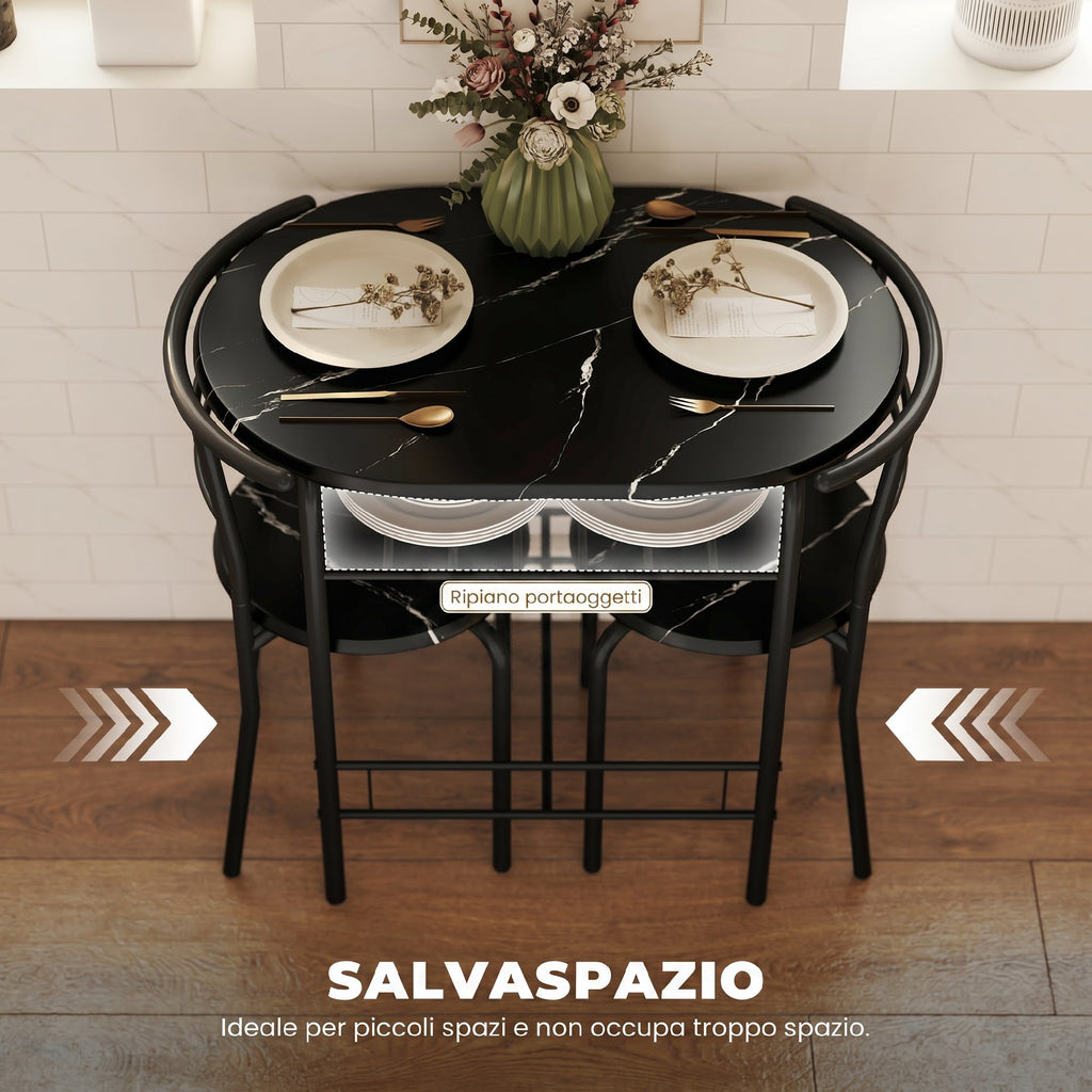 Set Tavolo e 2 Sedie Salvaspazio per Cucina e Balcone