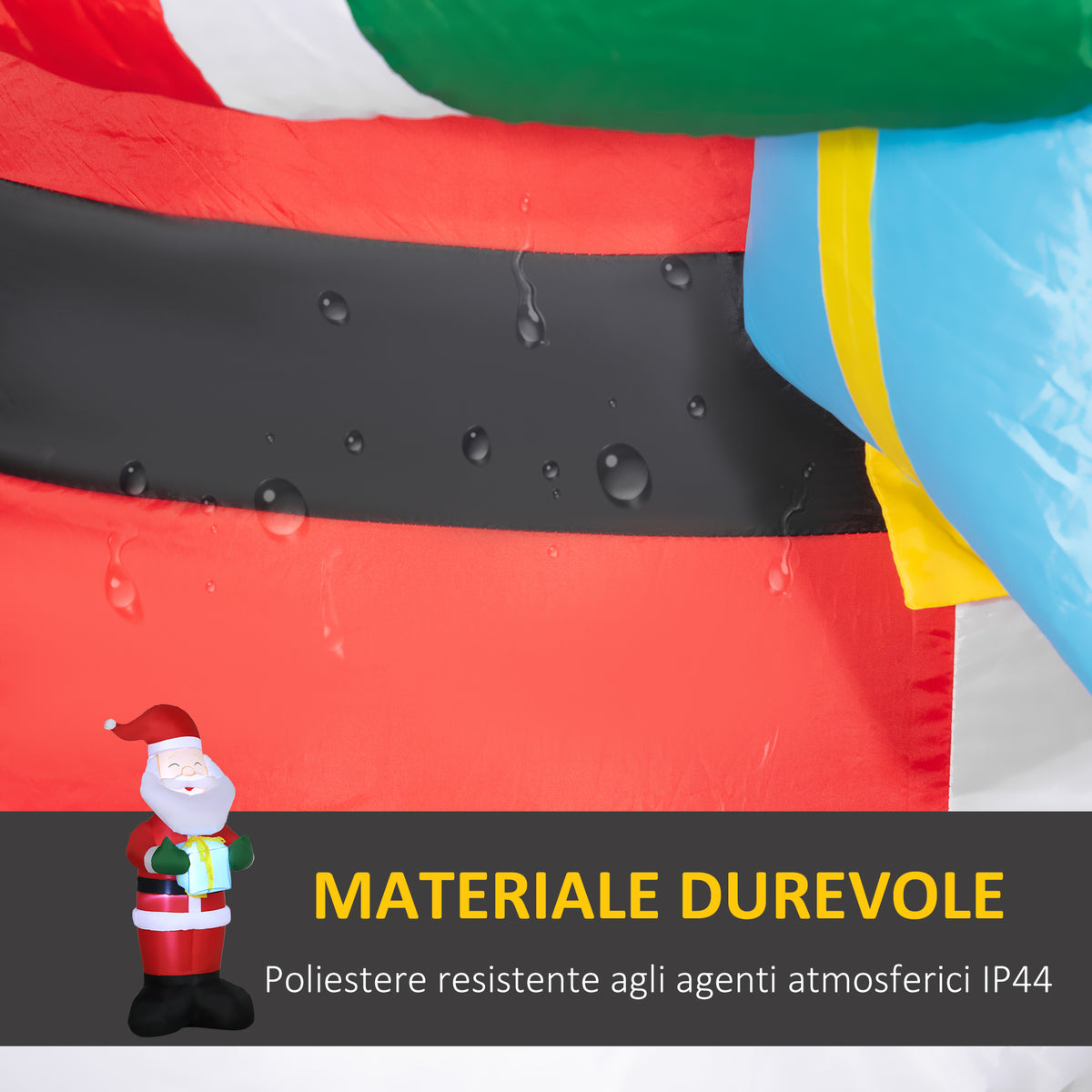 Babbo Natale Gonfiabile con Regalo, 3 Luci LED 184 cm