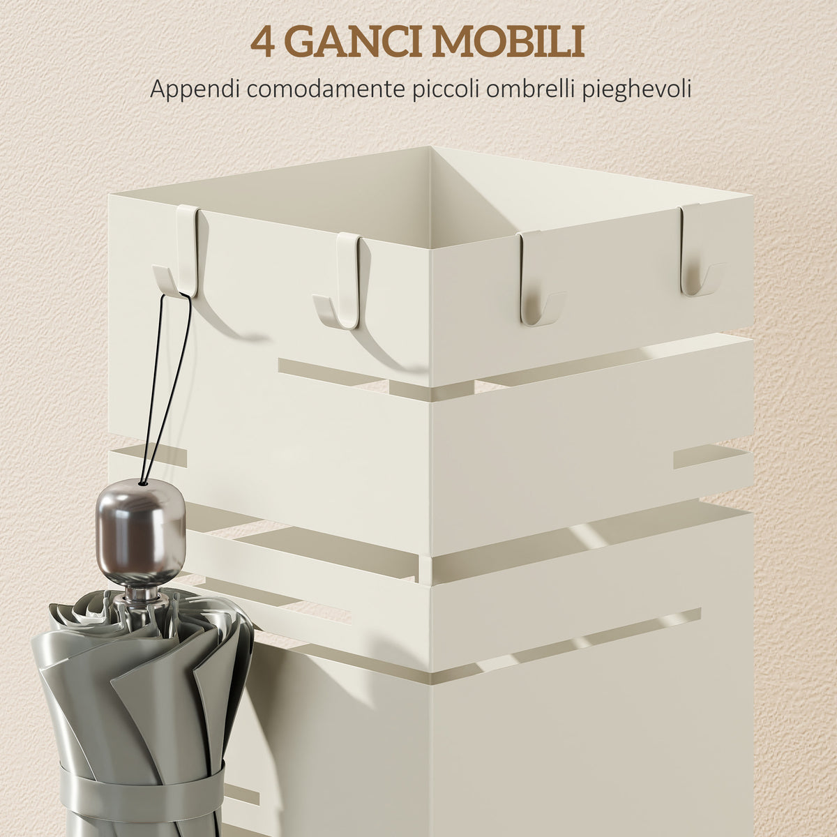 Portaombrelli Autoportante Quadrato Beige