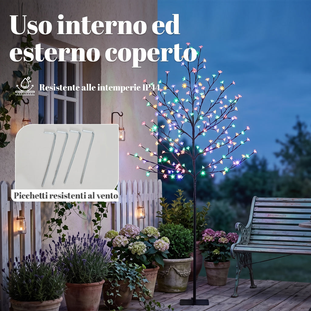 Albero di Natale di Ciliegio 180 cm con Luci LED