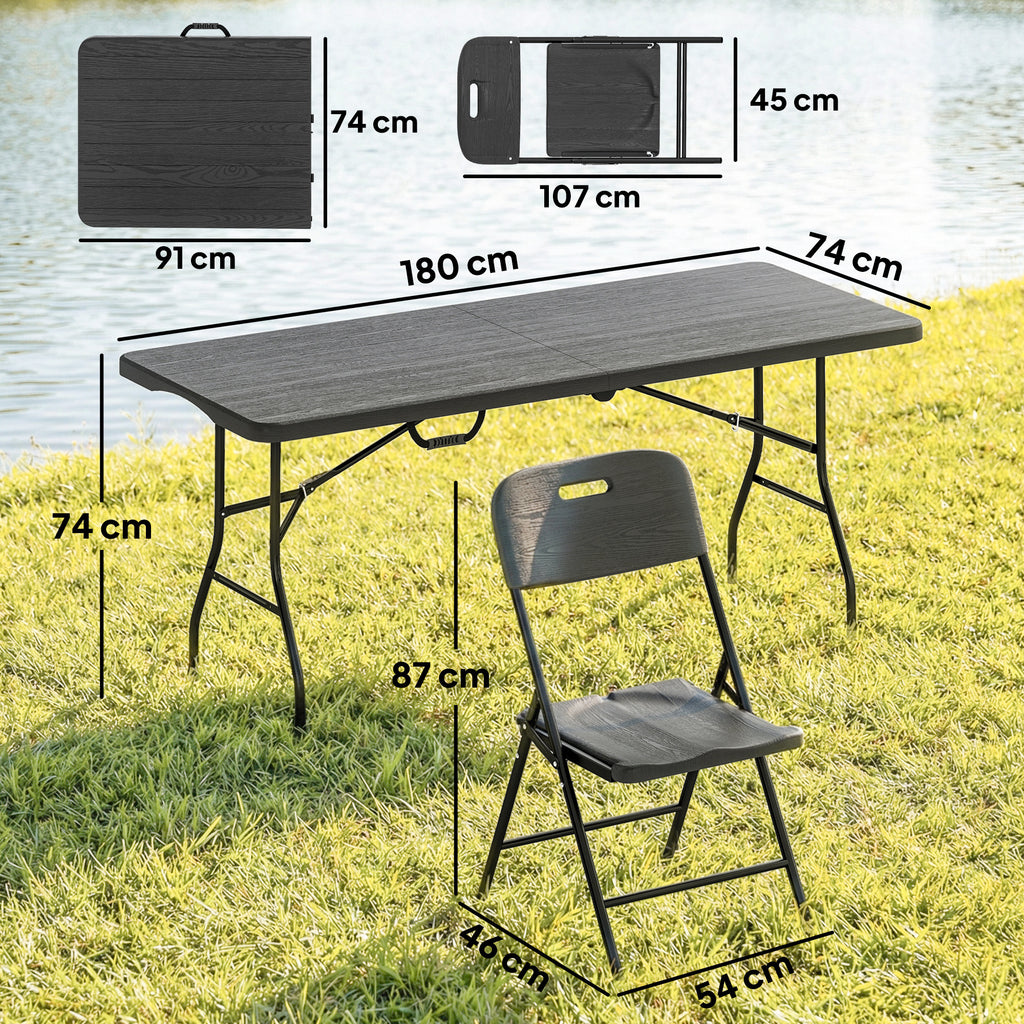 Set Tavolo e Sedie da Campeggio 5 Pezzi con Tavolo Pieghevole e 4 Sedie