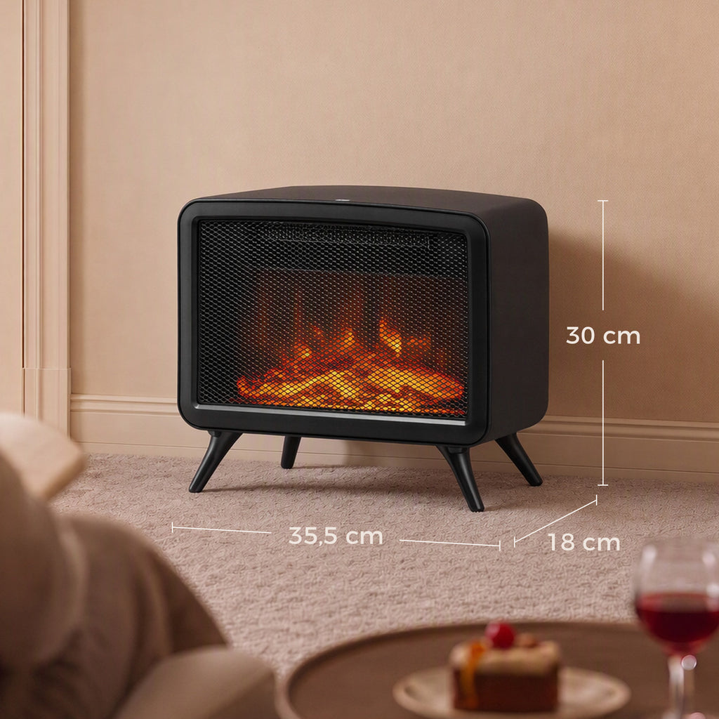 Caminetto Elettrico da Tavolo 1600W con Effetto Fiamma LED