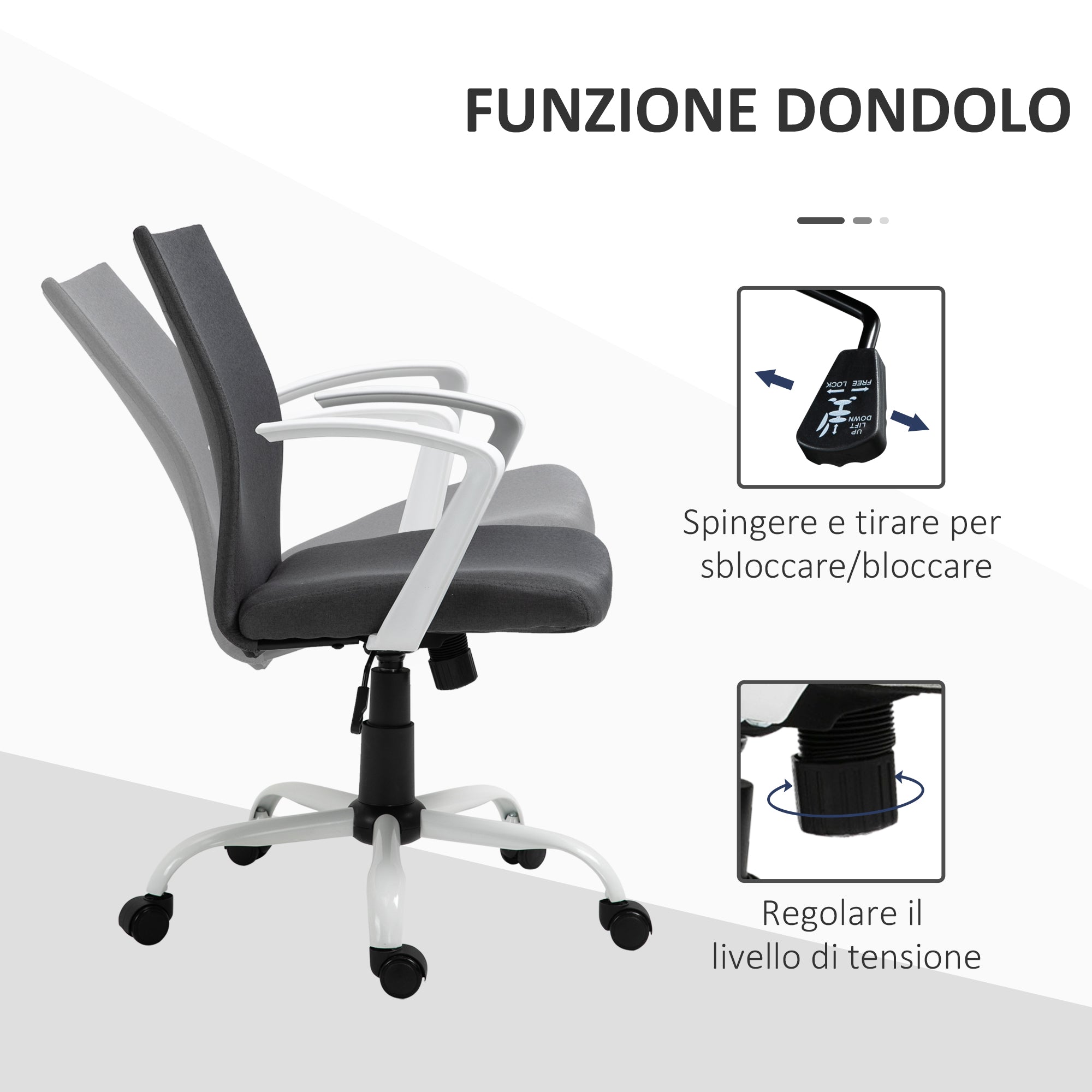 Sedia da Ufficio Ergonomica e Girevole con Altezza Regolabile