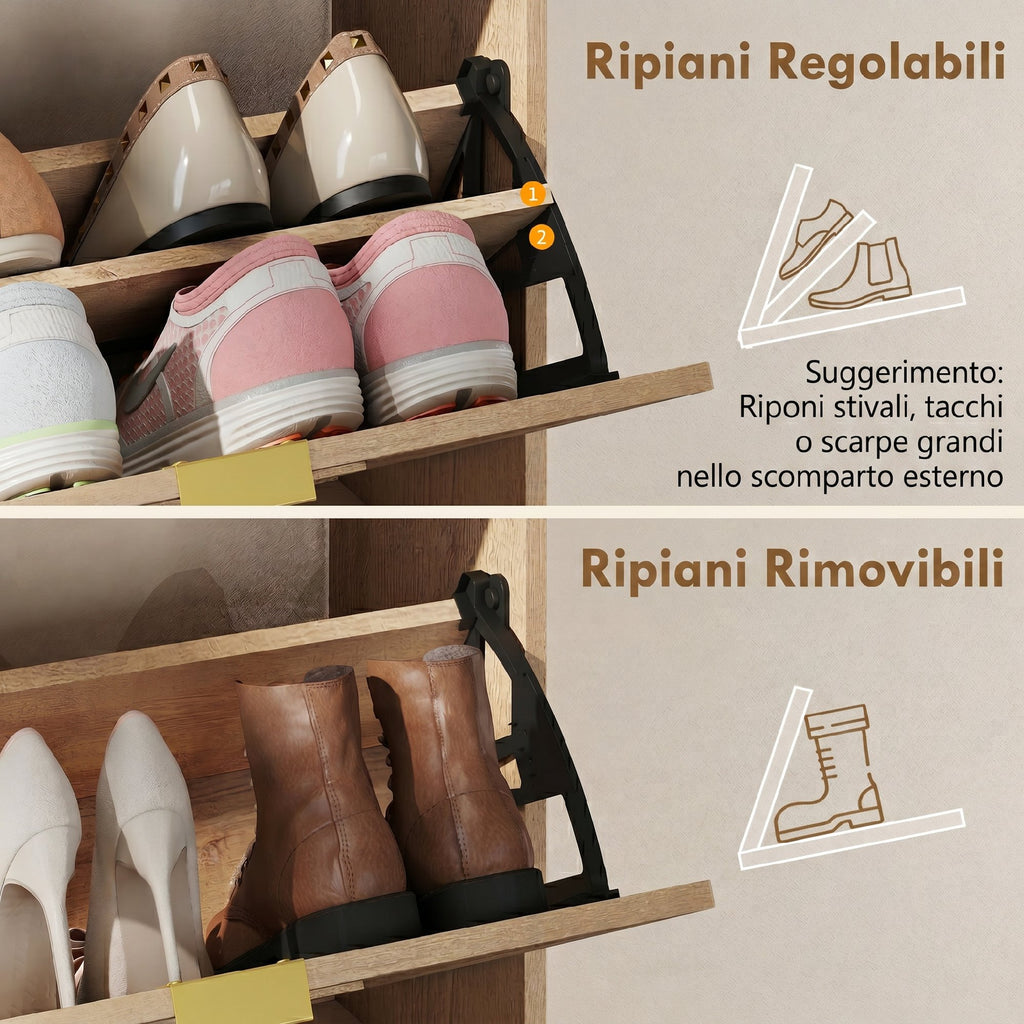 Scarpiera Slim Noce con 2 Ante a Ribalta