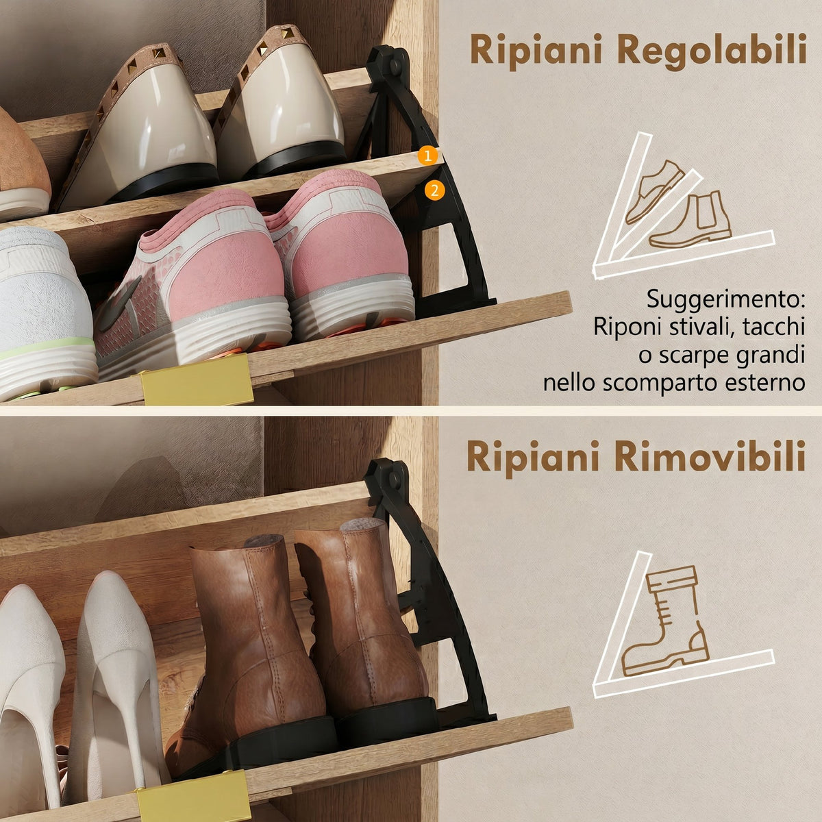 Scarpiera Slim Noce con 2 Ante a Ribalta