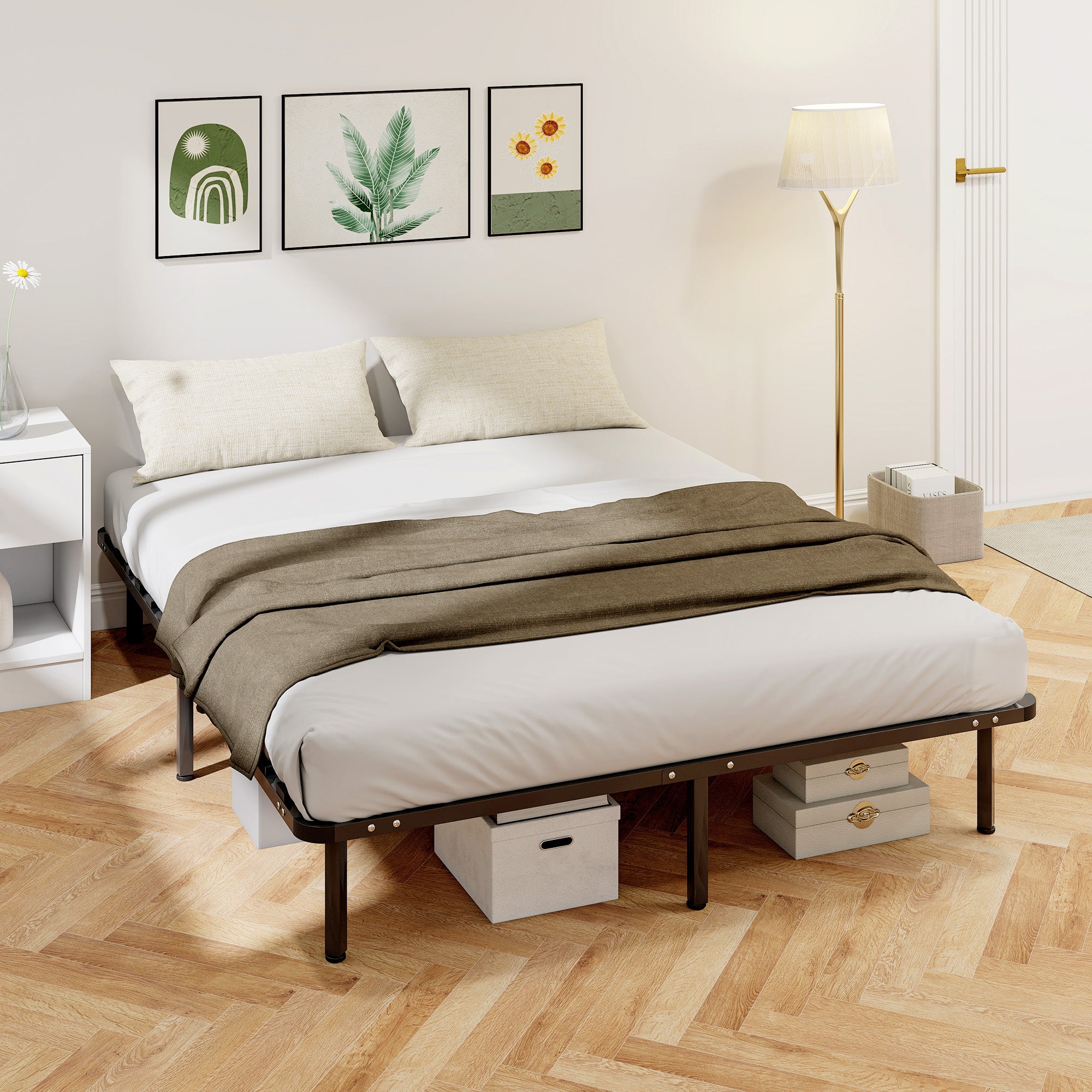 Letto Matrimoniale Industriale 160x190 cm con 28 Doghe e Spazio Contenitore
