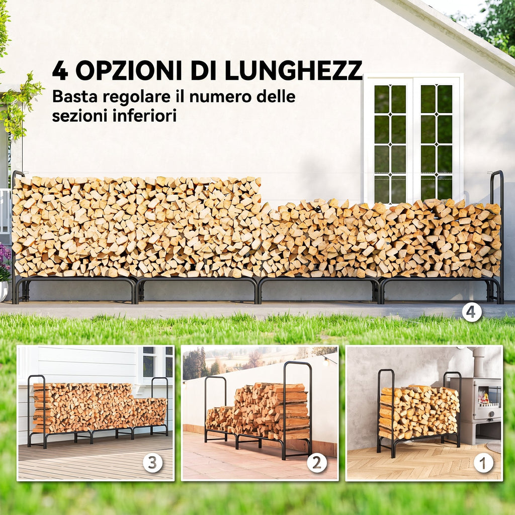 Portalegna Regolabile da 1 m con Telo Impermeabile