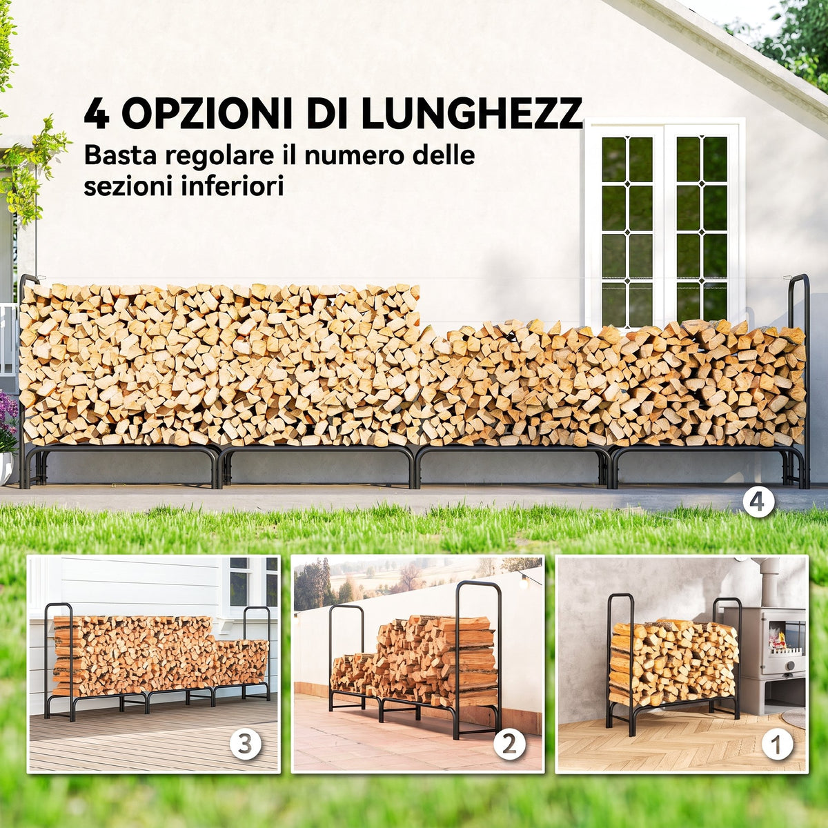 Portalegna Regolabile da 1 m con Telo Impermeabile