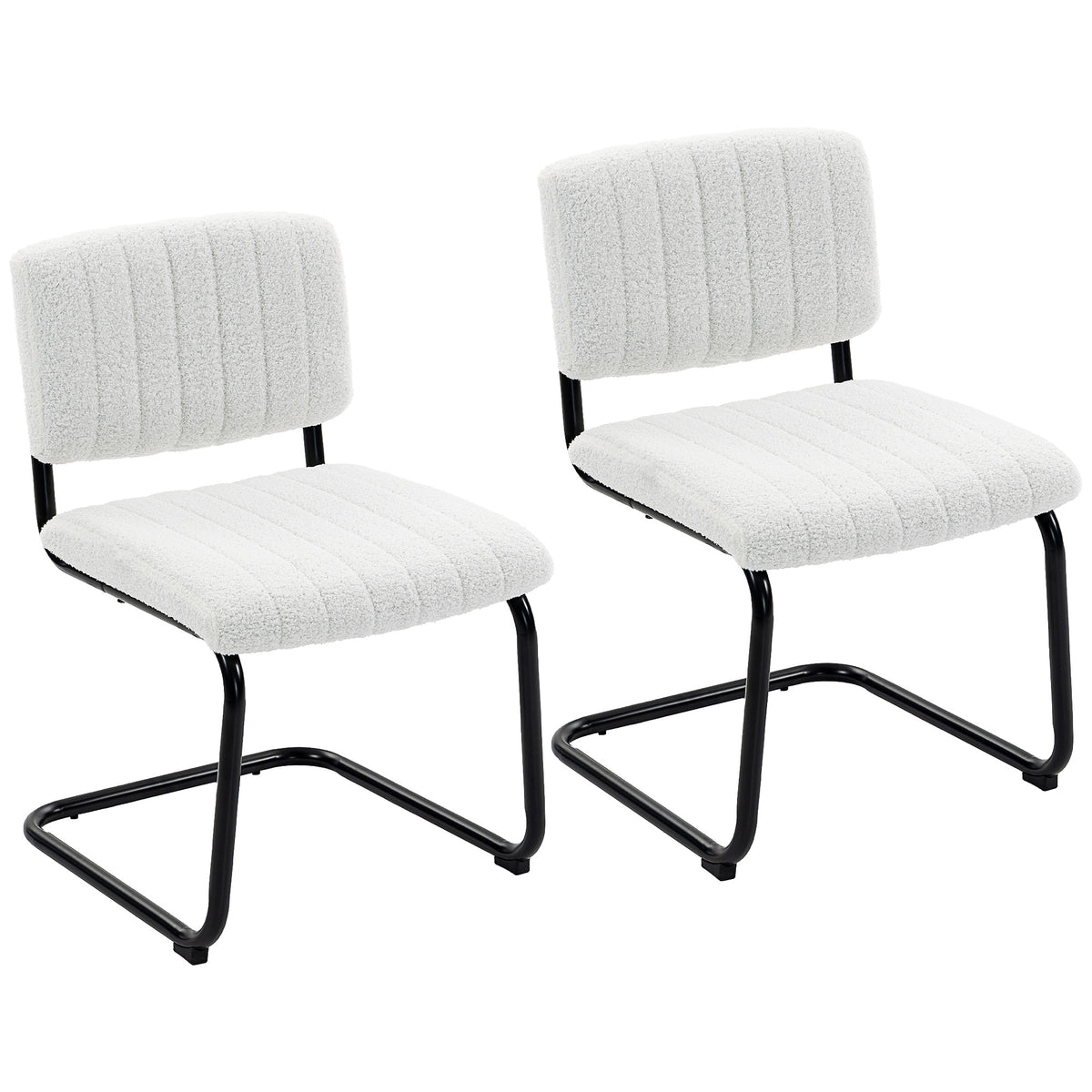 Set 2 Sedie da Pranzo Teddy Bianco Crema Imbottite