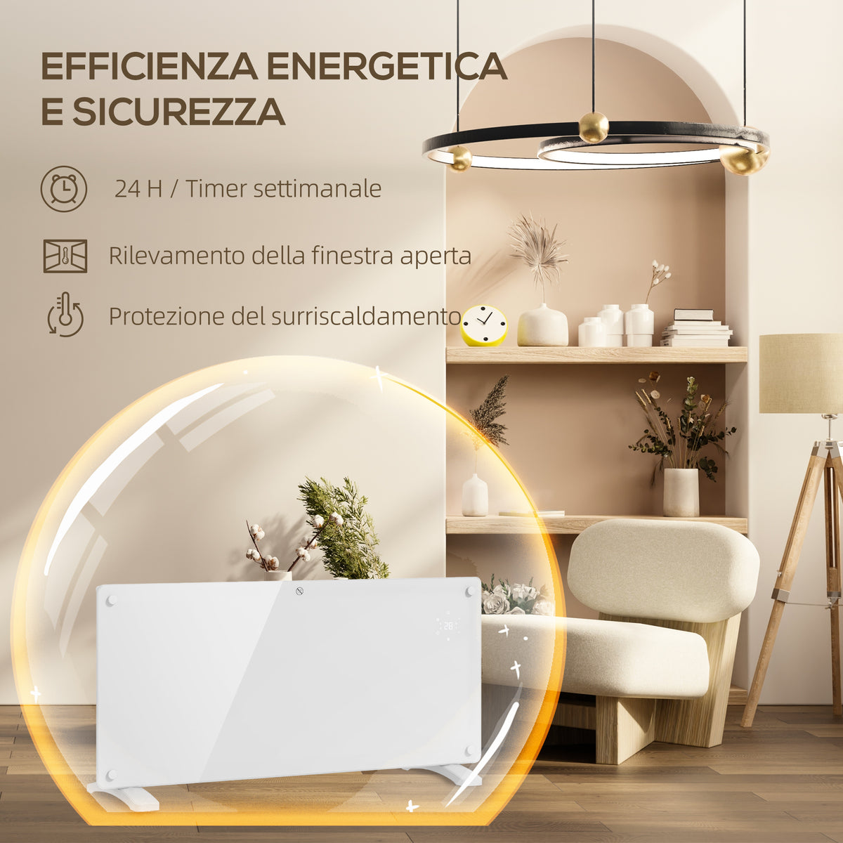 Riscaldatore a Convezione 2000W con Timer e Telecomando