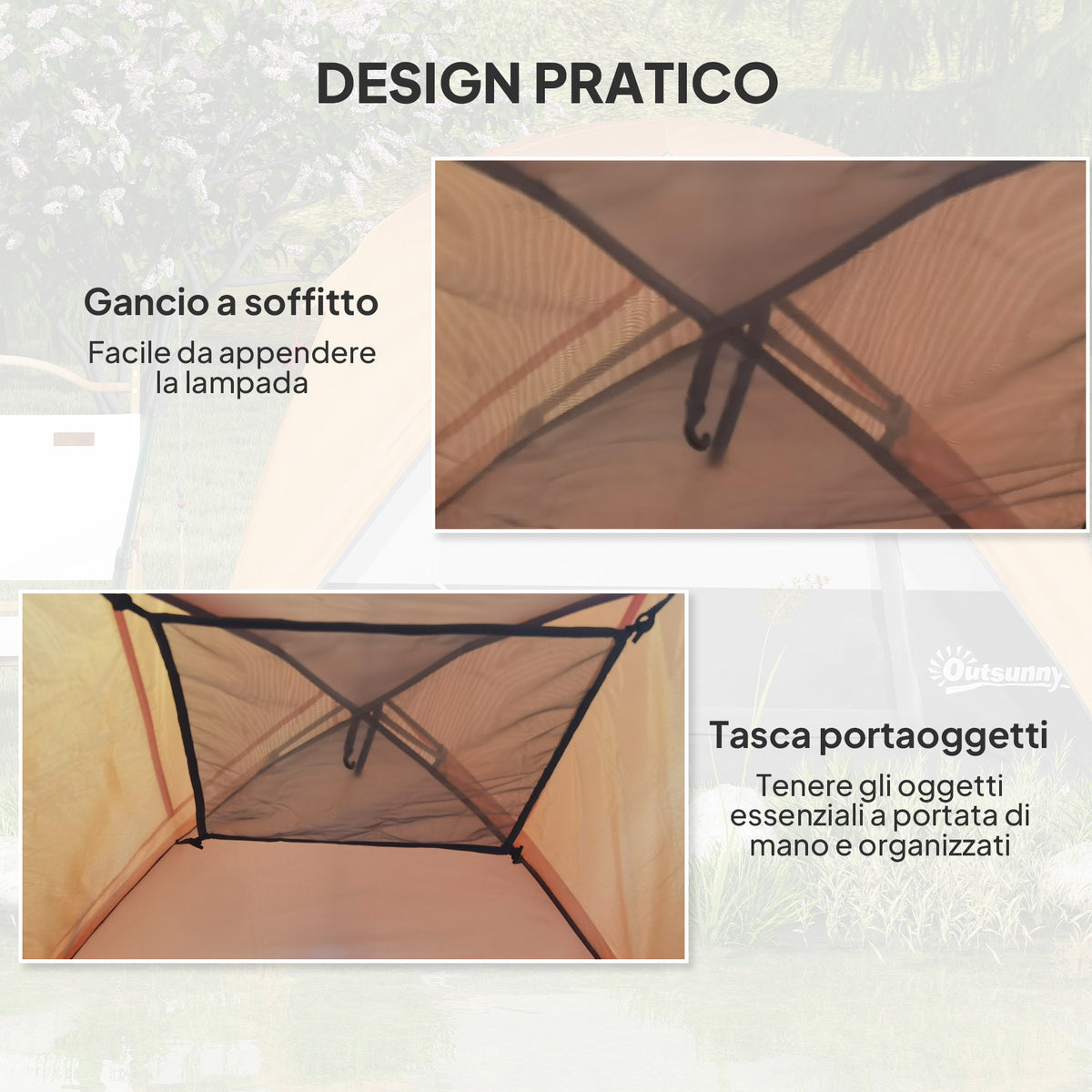 Tenda Campeggio 3 Persone Impermeabile con Borsa