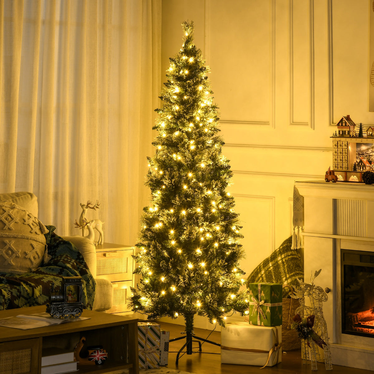 Albero di Natale Innevato 180 cm con 240 Luci LED