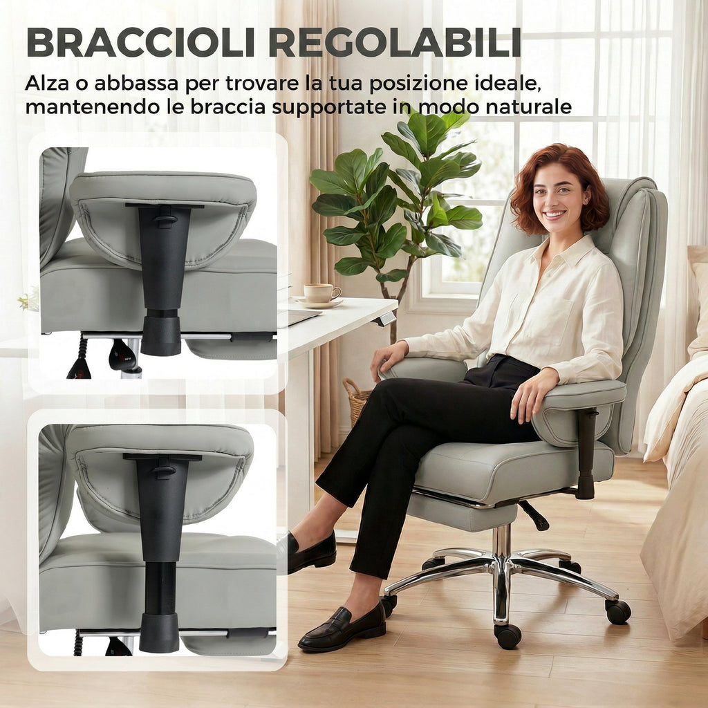 Sedia Ufficio Ergonomica Reclinabile con Poggiapiedi