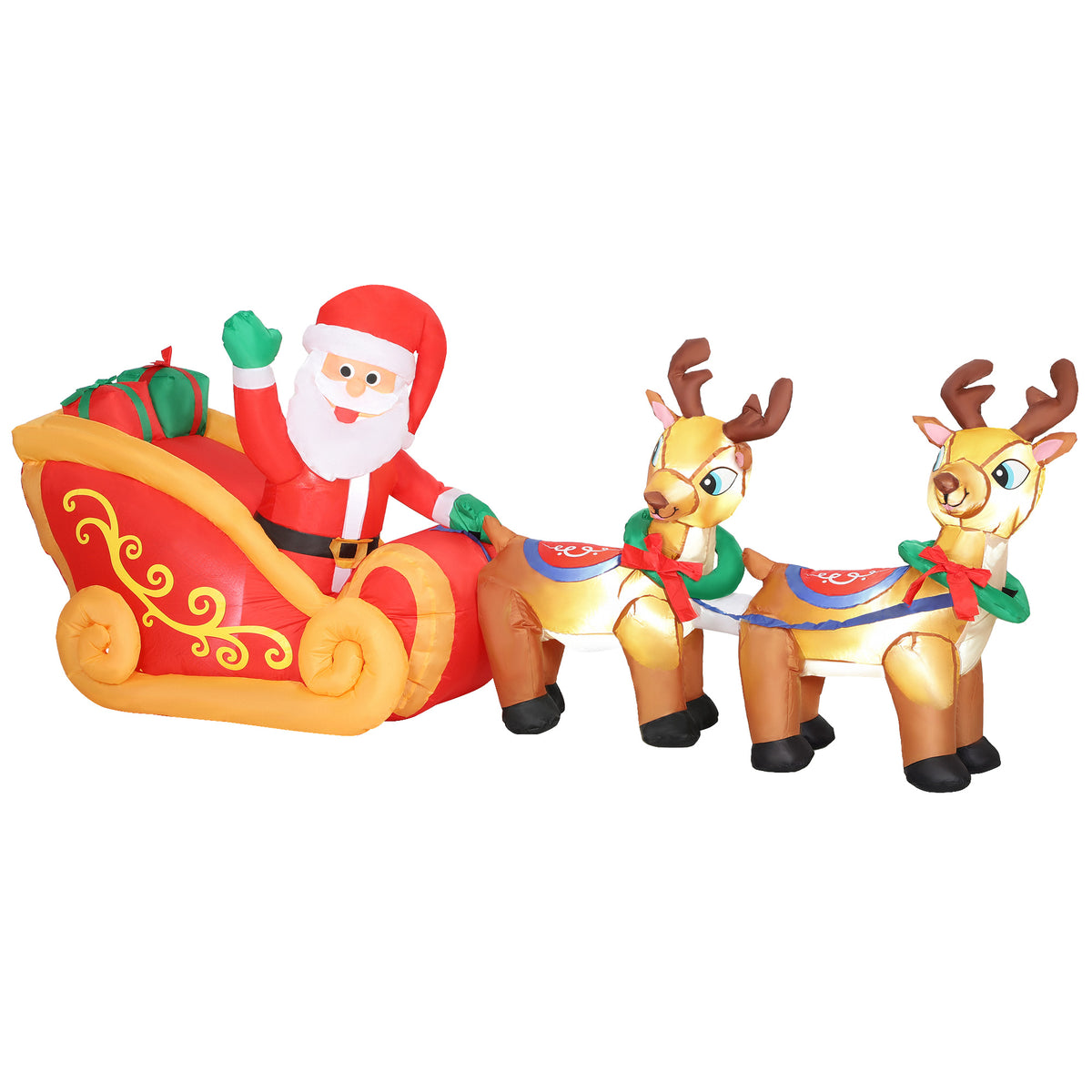 Babbo Natale Gonfiabile con Slitta e Renne 2,4 m