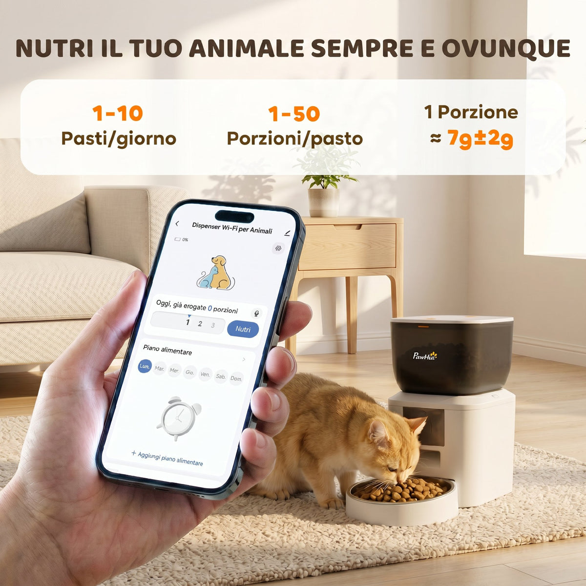 Distributore Automatico Cibo 4L WiFi con Telecamera